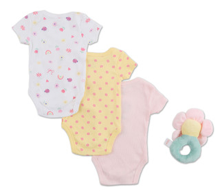 Thumbnail 2: Dreramgro Baby Girls 3 Pc I Love Mommy Bodysuit Set w/Rattle 