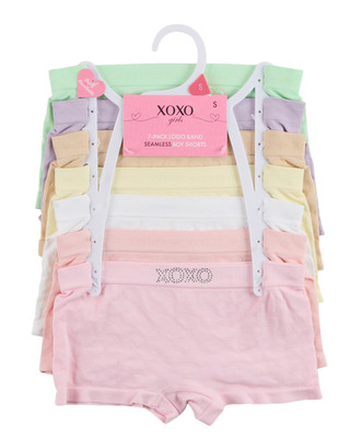 Thumbnail 1: XOXO Girls 7 Pk Logo Band Seamless Boy Shorts 