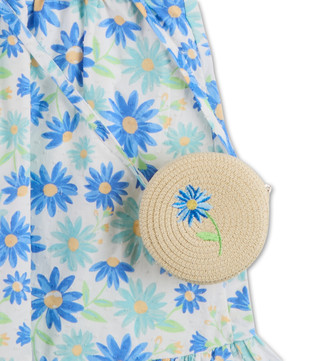 Thumbnail 3: Derek Heart Girls Flower Print Dress w/Matching Handbag Accessory 