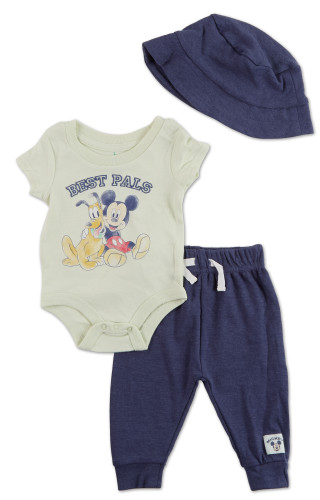 Thumbnail 2: Disney Baby Boys 3 Pc Mickey Mouse Pants Set with Hat 