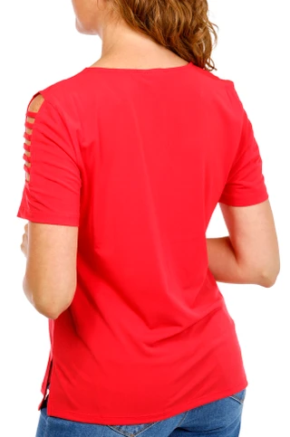 Thumbnail 2: CARMEN MARC VALVO Women's Lattice Sleeve Top 
