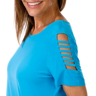 Thumbnail 2: CARMEN MARC VALVO Women's Lattice Sleeve Top 