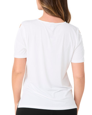 Thumbnail 2: CARMEN MARC VALVO Women's Lattice Sleeve Top 