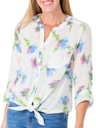 Thumbnail 1: Zac & Rachel Women's Button Up Front Tie Hem Top 