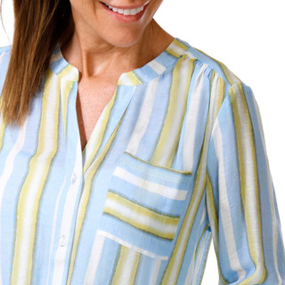 Thumbnail 4: Zac & Rachel Women's 3/4 Sleeve Button Up Tie Front Top 