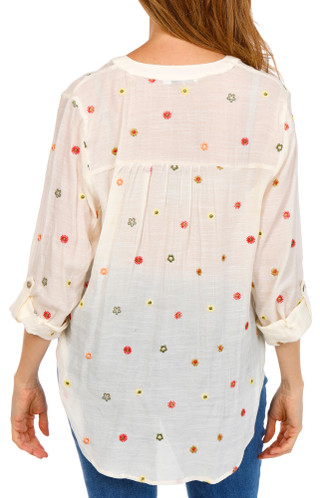 Thumbnail 2: FIGUEROA & FLOWER Women's 3/4 Sleeve Embroidered Button Up Top 