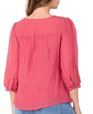 Thumbnail 2: FIGUEROA & FLOWER Petite 3/4 Sleeve Papaya Lace Top 
