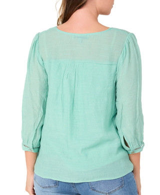 Thumbnail 4: FIGUEROA & FLOWER Petite 3/4 Sleeve Papaya Lace Top 