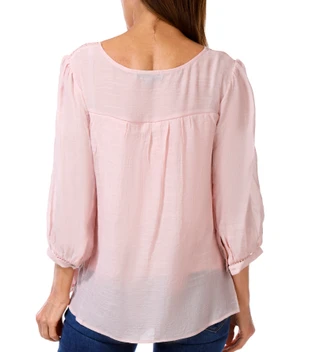 Thumbnail 3: FIGUEROA & FLOWER Petite 3/4 Sleeve Papaya Lace Top 