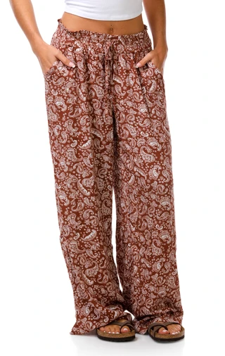 Thumbnail 1: No Comment Junior's Wide Leg Gauze Pants 
