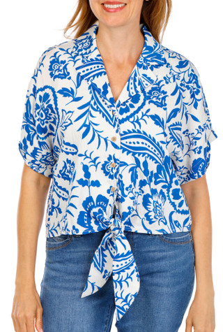 Thumbnail 1: MELLODAY Women's Short Sleeve Linen Button Down Top 