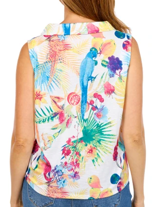 Thumbnail 2: Onque Women's Tropical Front Tie Tank Top 