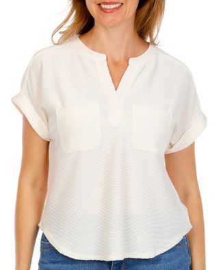 Thumbnail 1: Cupio Women's Split Neck Nikki Knit Top 