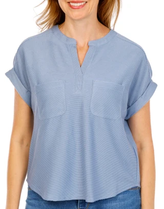 Thumbnail 1: Cupio Women's Split Neck Nikki Knit Top 