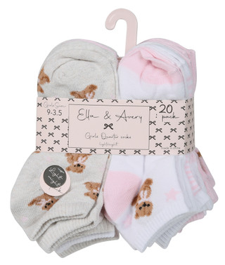 Thumbnail 2: Ella & Avery Girls 20 Pk Quarter Socks 