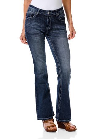Thumbnail 2: Love Soho Juniors 5 Pocket Skull Bling Bootcut Jeans 