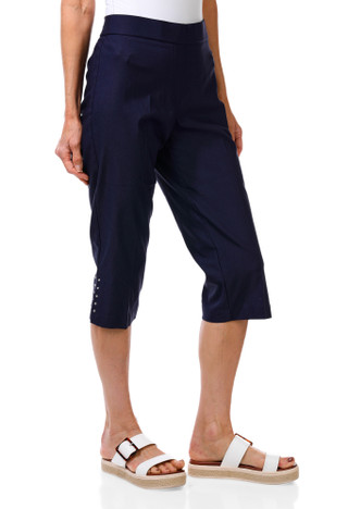 Thumbnail 2: Counterparts Women's Petite Split Hem Rivet Stretch Capris 