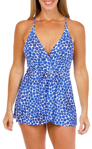 Thumbnail 1: Anne Cole Womens Denim Dot Swimdress 