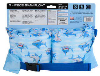 Thumbnail 2: BH Brands Kids’ 3‑Piece Swim Float Set – Shark Print 
