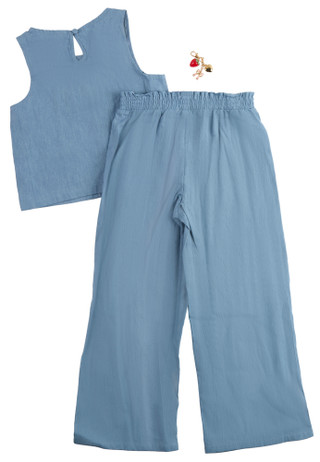 Thumbnail 6: Btween Girls 3 Pc Chambray Pants Set 