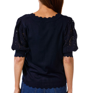 Thumbnail 2: Tahari Women's Short Sleeve Scalloped Cardigan 