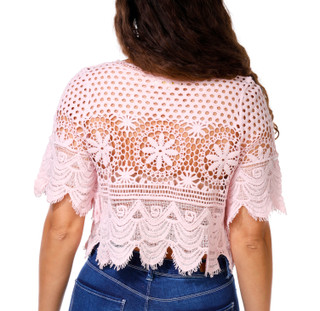 Thumbnail 2: REBELLION Juniors Crochet Floral Top 