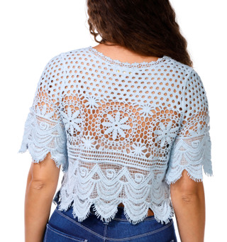 Thumbnail 2: REBELLION Juniors Crochet Floral Top 