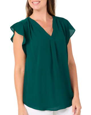 Thumbnail 1: Chaus Women's Flutter Sleeve Top 