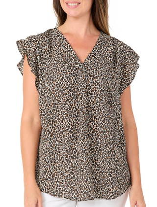 Thumbnail 1: Chaus Women's Flutter Sleeve Top 