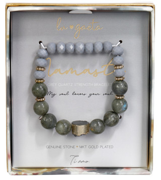 Thumbnail 1: LU GAETA Namaste Grey Quartz Stretch Bracelet 