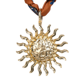 Thumbnail 2: Noir Brown Fabric Sun Pendant Necklace 