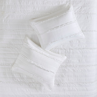 Thumbnail 4: Madison Park Celeste Microfiber Reversible Ruffle Quilt Set 