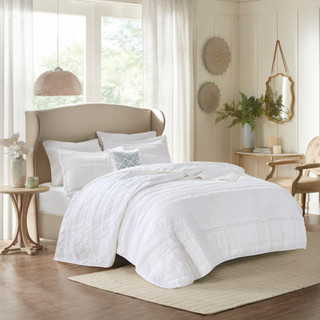 Thumbnail 1: Madison Park Celeste Microfiber Reversible Ruffle Quilt Set 