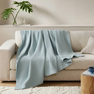 Thumbnail 1: Madison Park 100% Cotton Waffle Weave Blanket 