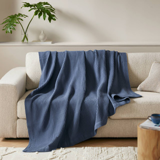 Thumbnail 1: Madison Park 100% Cotton Waffle Weave Blanket 