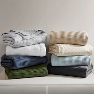 Thumbnail 15: Madison Park 100% Cotton Waffle Weave Blanket 