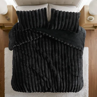 Thumbnail 2: Madison Park Jasmine Ultrasoft Faux Fur Ribbed Comforter Set 