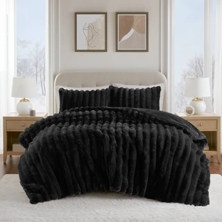 Thumbnail 3: Madison Park Jasmine Ultrasoft Faux Fur Ribbed Comforter Set 