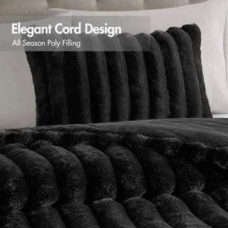 Thumbnail 4: Madison Park Jasmine Ultrasoft Faux Fur Ribbed Comforter Set 