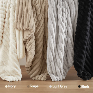 Thumbnail 8: Madison Park Jasmine Ultrasoft Faux Fur Ribbed Comforter Set 