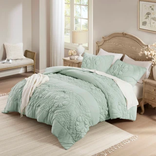 Thumbnail 2: Madison Park Elise Solid Puffy Comforter Set 