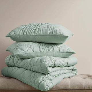 Thumbnail 11: Madison Park Elise Solid Puffy Comforter Set 