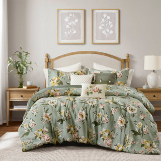 Thumbnail 4: Madison Park Salara 7 Pc Vintage Floral Comforter Set 