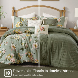 Thumbnail 15: Madison Park Salara 7 Pc Vintage Floral Comforter Set 