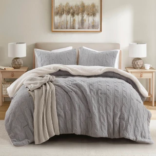 Thumbnail 10: Madison Park Riordan Texture Knit Chenille Comforter Set  