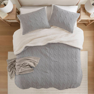 Thumbnail 15: Madison Park Riordan Texture Knit Chenille Comforter Set  