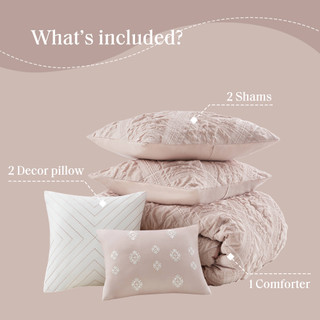 Thumbnail 8: Madison Park Mona 5 Pc Sculpted Jacquard Comforter Set 