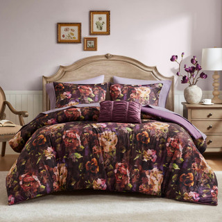 Thumbnail 7: Madison Park Seraphina 4 Pc Velvet Floral Comforter Set 