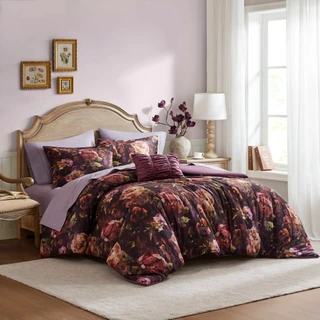 Thumbnail 1: Madison Park Seraphina 4 Pc Velvet Floral Comforter Set 