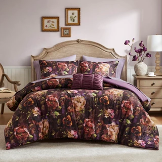 Thumbnail 7: Madison Park Seraphina 4 Pc Velvet Floral Comforter Set 